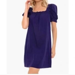 Pomander Place by Tuckernuck Blue Square Neck Linen/Cotton Darci Dress
